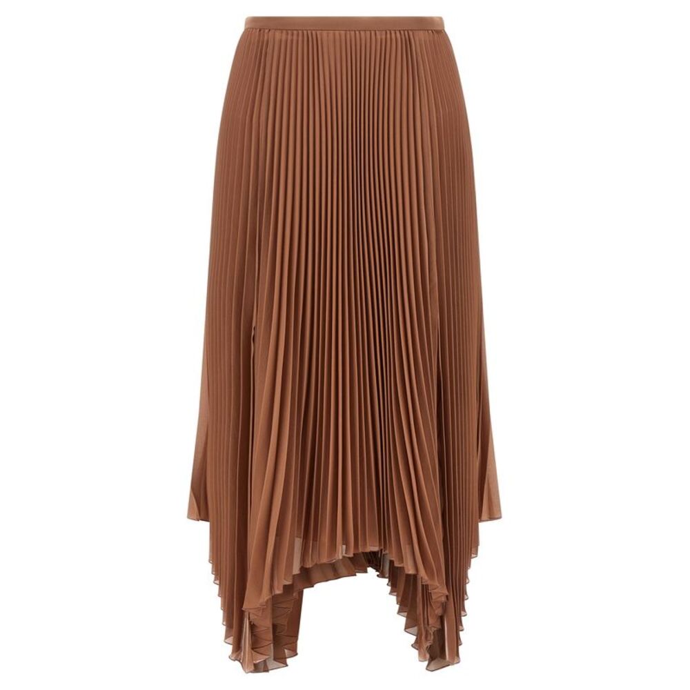 Valentino Garavani Brown Silk Midi Women's Skirt